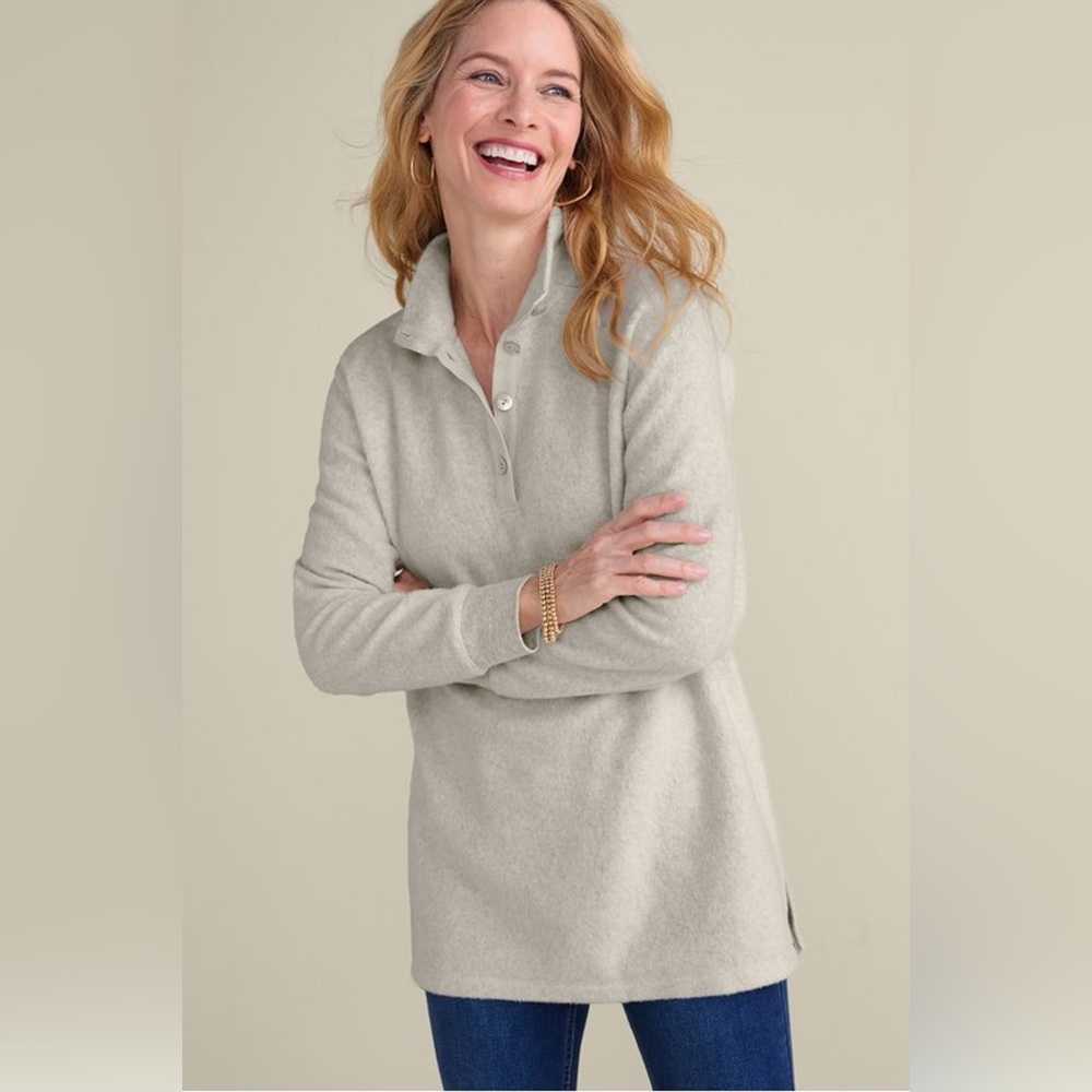 NWOT Soft Surroundings Size Small Soft Fleece Cuddle Oversized Pullover Sweater